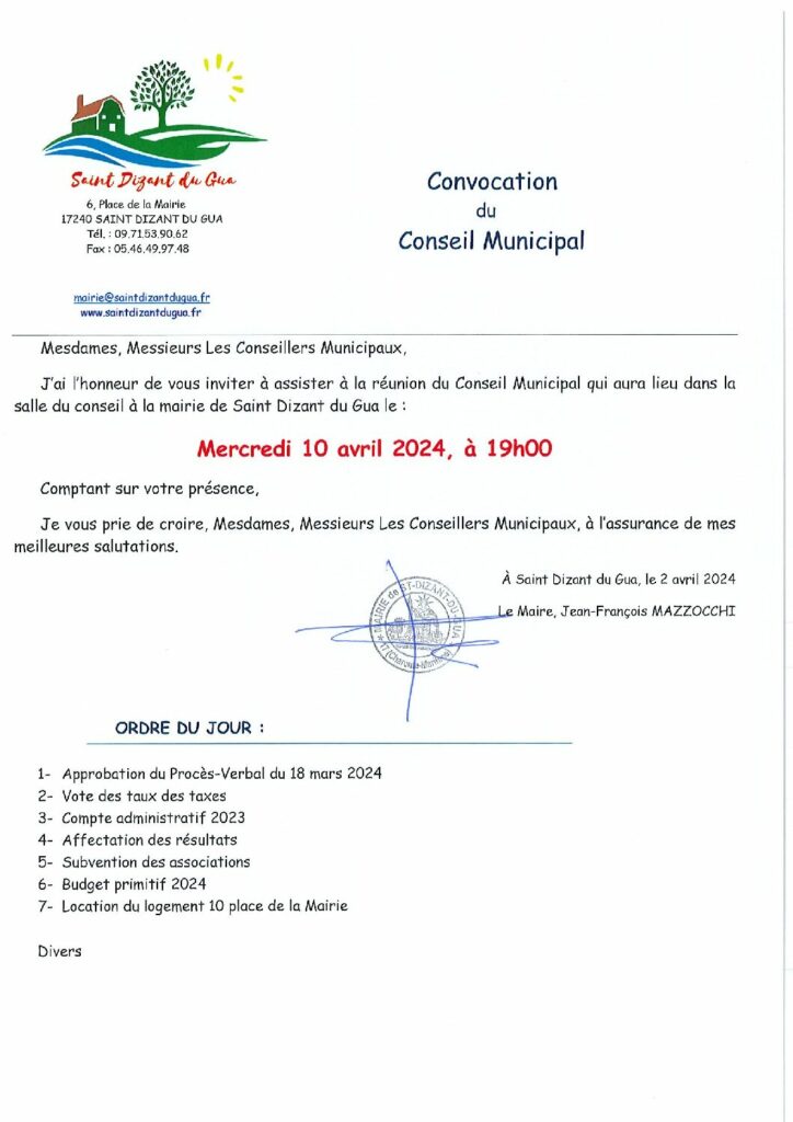 Prochaine Réunion MERCREDI 10 AVRIL 2024